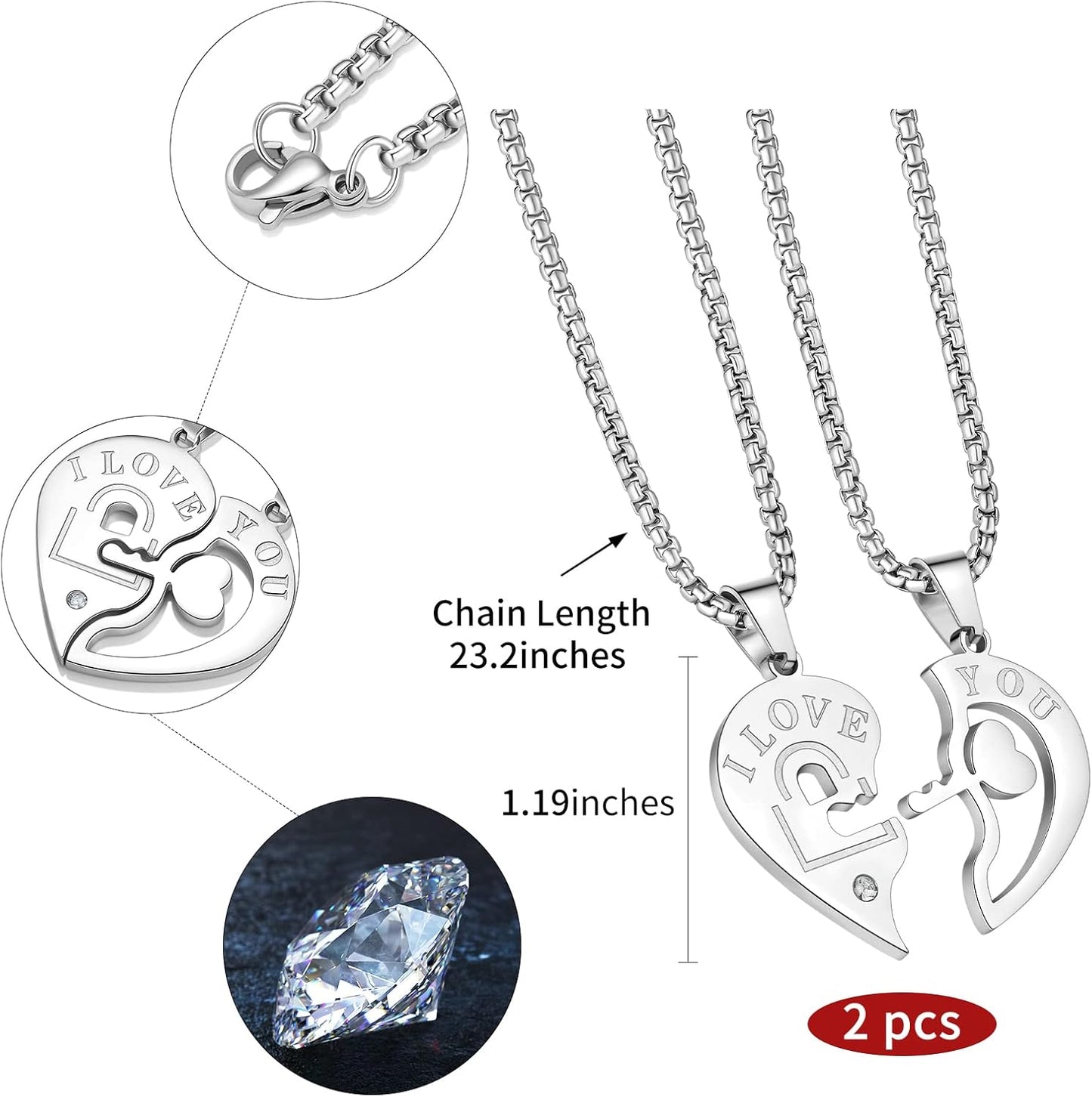 Heart Pendant Necklaces for Women Mens