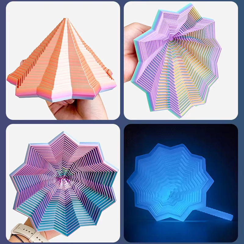 3D Printing Expanded Sensory Fidget Star Model Visual Illusion Hexagon Whirling Spiral Ornaments Stress Relief Board Game